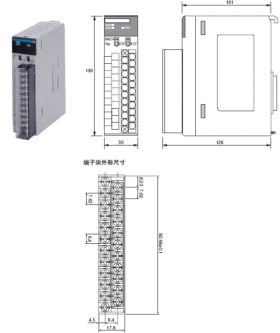 CS1W-PTS 外形尺寸 2 CS1W-PTS0[]_Dim