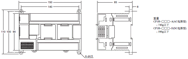 CP1H 外形尺寸 2 