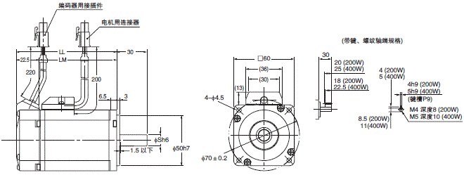 R88M-KE□-Z, R88D-KP□-Z 外形尺寸 20 