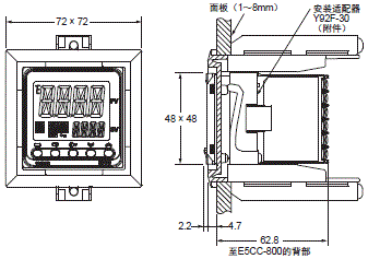 E5CC-800 / E5CC-B-800 / E5CC-U-800 外形尺寸 12 