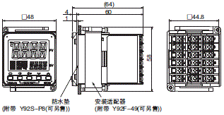 E5CC-T 外形尺寸 2 