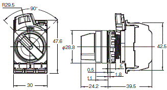 A22NS / A22NW 外形尺寸 4 