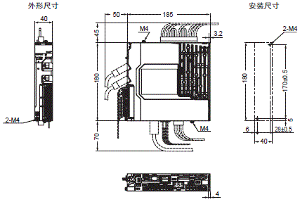 R88M-1□ / R88D-1SN□-ECT 外形尺寸 2 