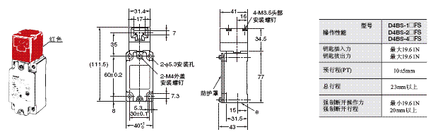 D4BS 外形尺寸 4 D4BS-1[]FS_Dim