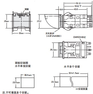 A3P 外形尺寸 45 A3PJN-5050_Dim