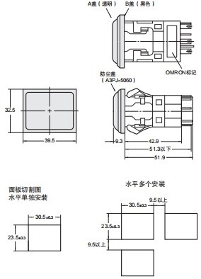 A3P 外形尺寸 50 A3PJ-5060_Dim