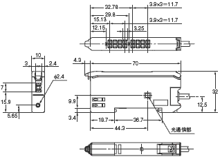 E32-HB04, E3X-DAT□-S 外形尺寸 3 