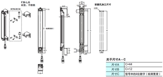 F3SJ系列 外形尺寸 141 Inward + outward-facing mounting_Dim