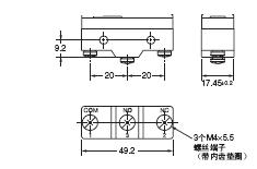 X 外形尺寸 3 螺丝端子 (-B)_Dim